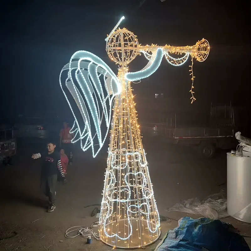 Giant 3D LED Angel Light for Christmas New Year Decoration Outdoor Garden Display Holiday Celebration Theme Lights Christmas
