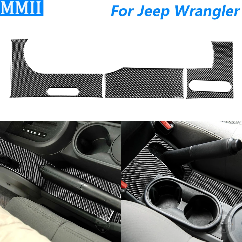 

For Jeep Wrangler 2007-2010 Carbon Fiber Central Gear Shift Handbrake Panel Decorative Cover Car Accessories Decoration Sticker