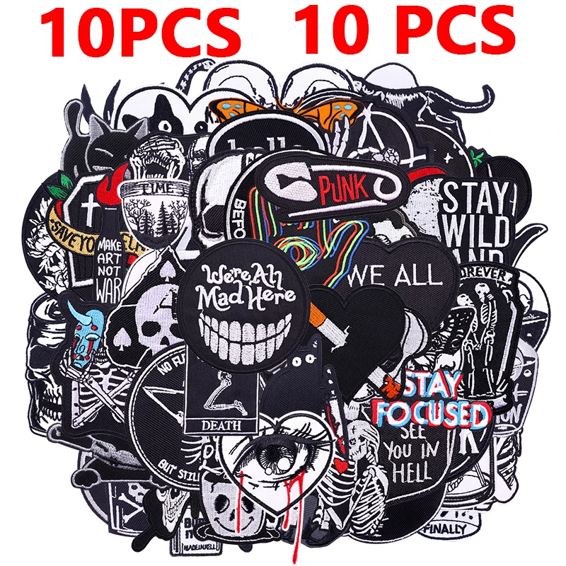 5-30 PCS Random Mixed Punk Series Embroidered Patches For Clothing DIY Sewing Patch Iron On Patches On Clothes Fusible Applique view 3