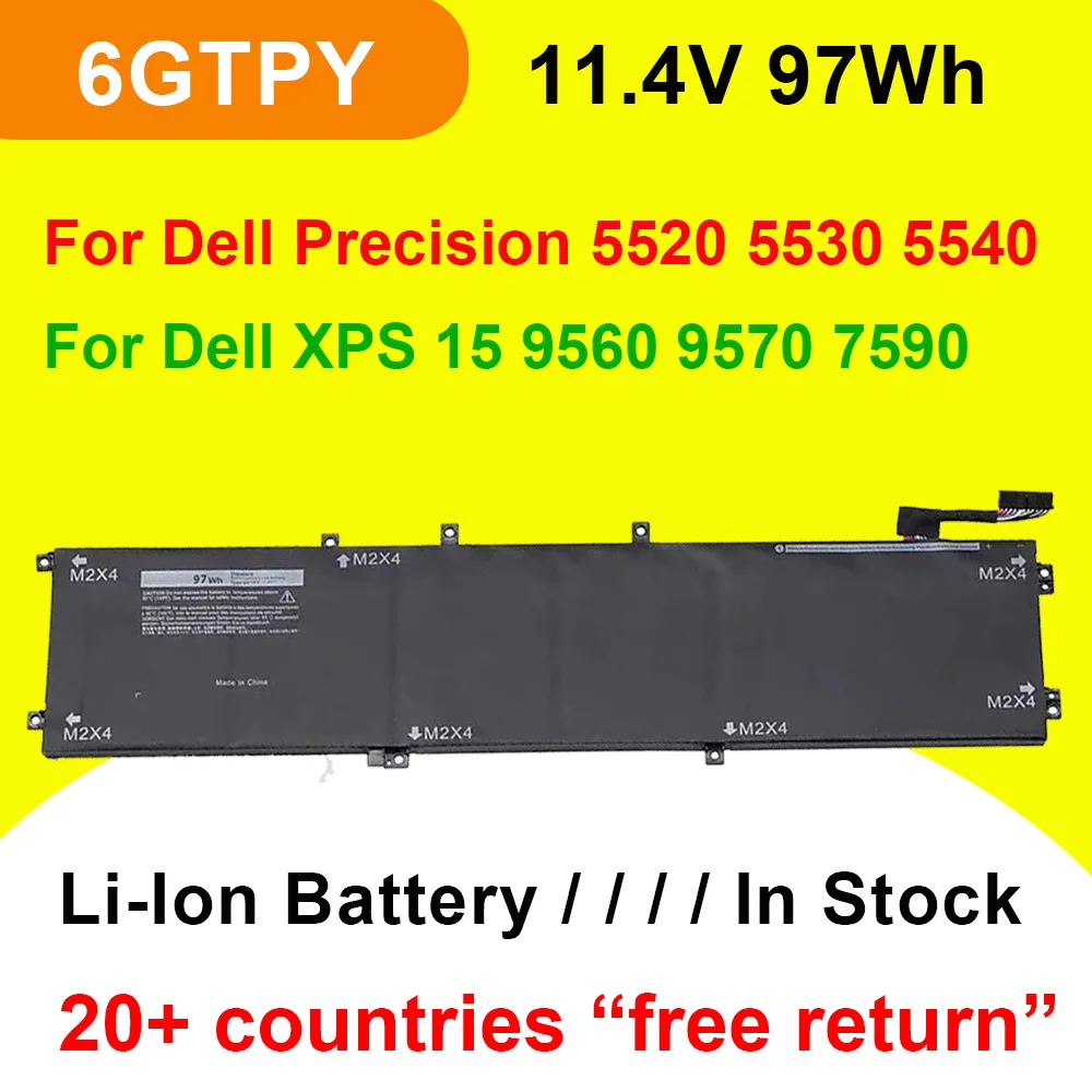 11.4V 97Wh 6GTPY 05041C 5XJ28 Laptop Battery For DELL Precision XPS 15 9570 9560 7590 5520 5530 5D91C  P83F001  P56F-001