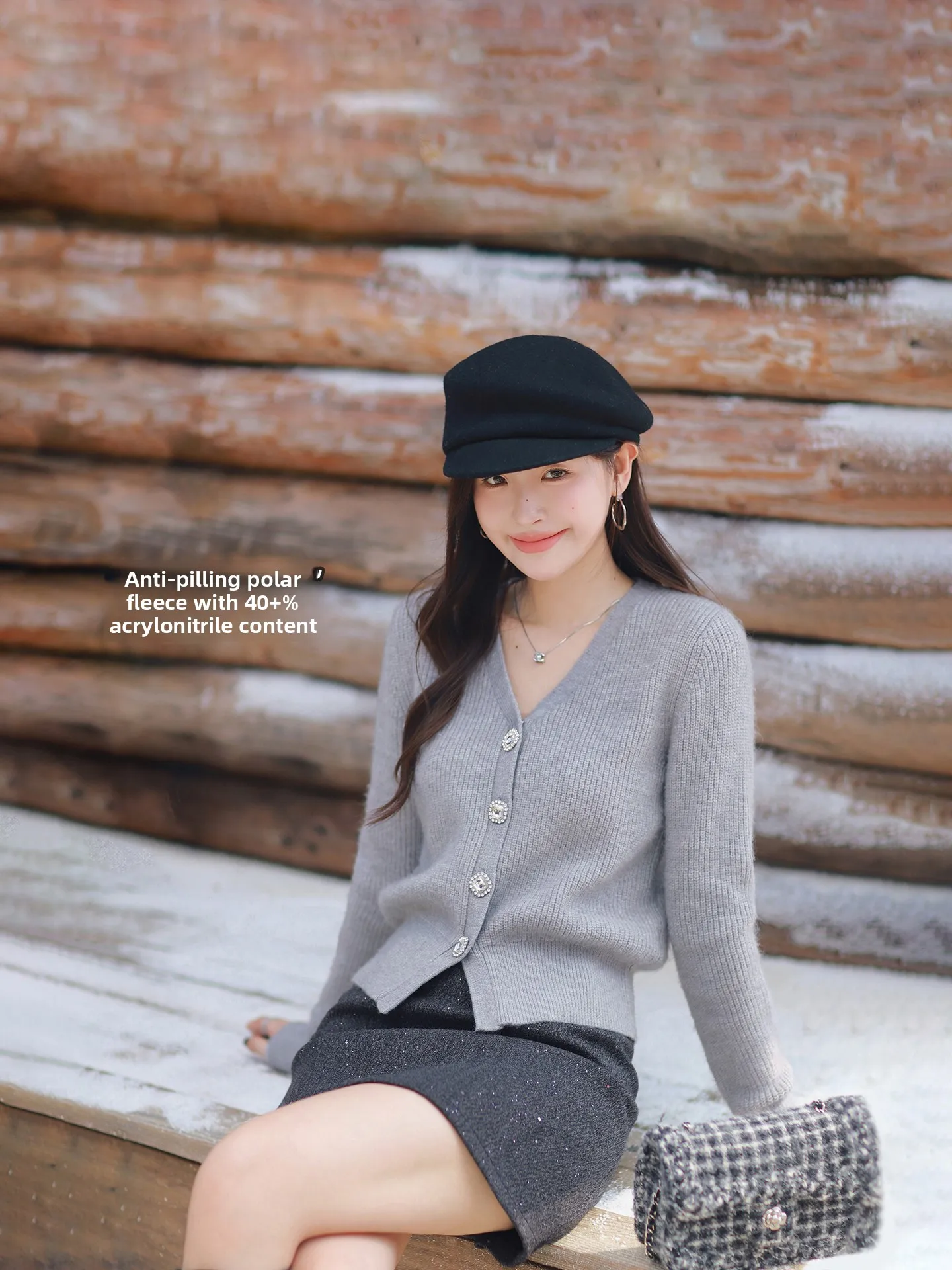 

Slim Fit ort V-Ne Knitwear Sweater for Women Outerwear Autumn Winter Faionable Soft Polyester Nylon Long Sve Button up