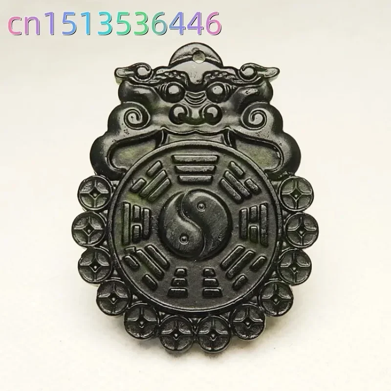 Green Real Jade Tai Chi Pendant Dragon Necklace Natural Stone Amulet Gifts Women Men Luxury Chinese Gift Carved Jewelry Vintage view 2