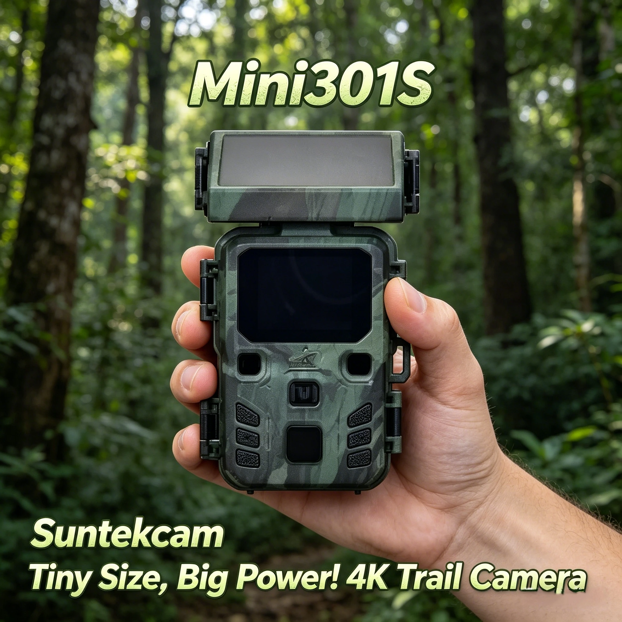 

Suntekcam Solar Powered 4K 50MP MiNi301S Waterproof 4K Wildlife Trail Camera with Night Vision for Hunting