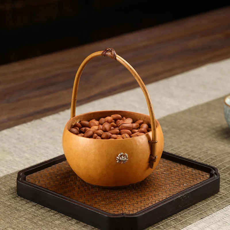

‌Handwoven Mini Gourd Bamboo Basket - Creative Snack Tray for Nuts, Candy & Dry Fruits, Eco-Friendly Home Decor ‌