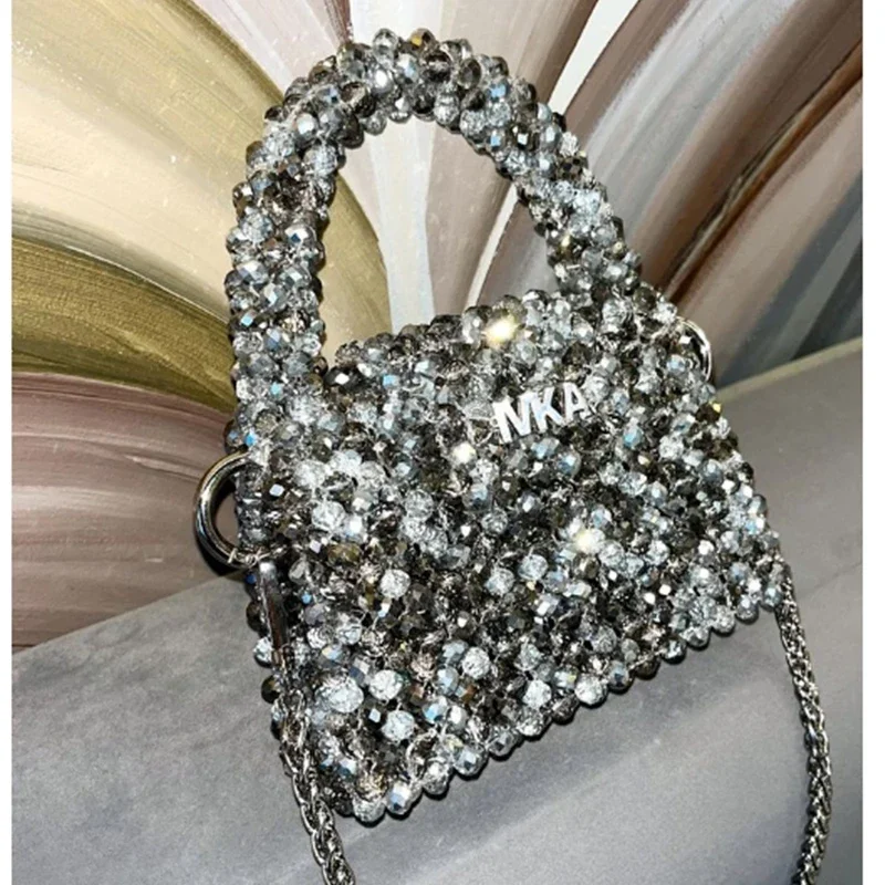 Customized Color Heavy Industry Shining 2024 Retro Party Banquet Beaded Fashion Women's Bag Crystal Shoulder Crossbody Bags