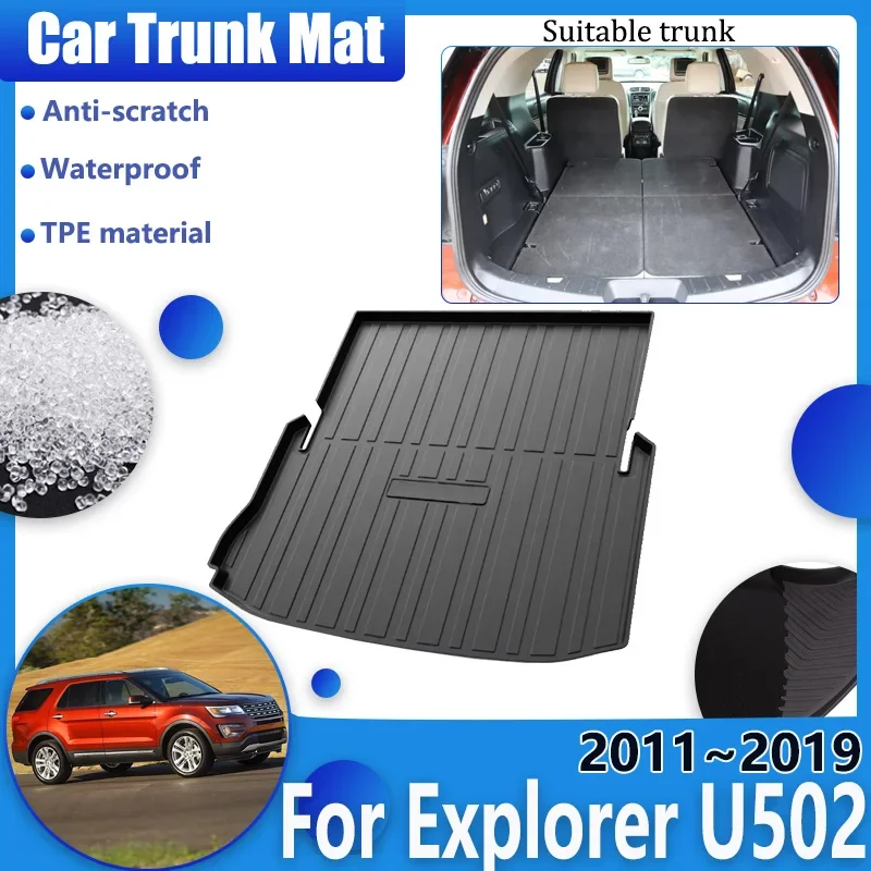 

Car Accessories for Ford Explorer U502 2011~2018 2019 Rear Trunk Floor Mat Clean Waterproof Anti-dirty Carpet 3D TPE Storage Pad