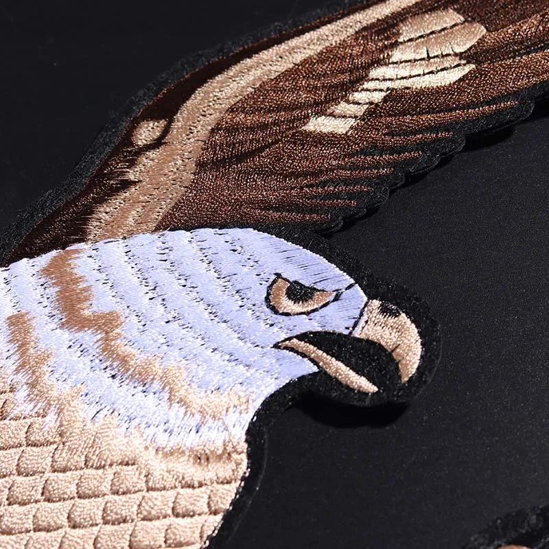 Large animal eagle size: 29.3 * 21CM Embroidery Cloth Patch Punk Pattern Patches DIY Iron/Sewing Clothing Decor Accessories