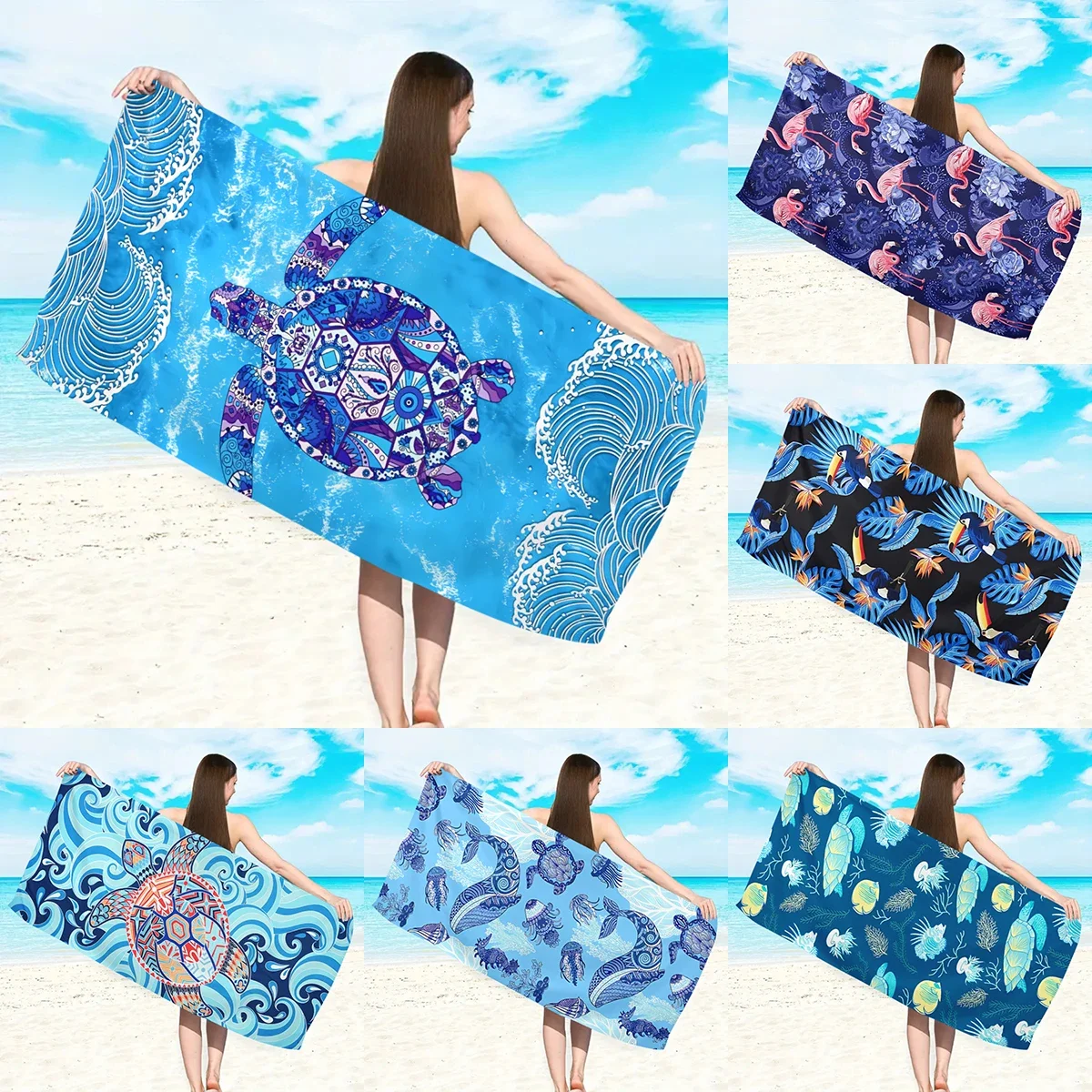 1pc Animal printed beach towels, ultra-fine fiber quick drying absorbent bath towels, beach swimming sports absorbent towels