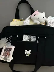 WHL 오리지널 DK 여아용 노트북 핸드백 여행용 숄더 크로스백 부드러운 스윗 스쿨 스타일 사각 가방 동물 무늬 패브릭 안감