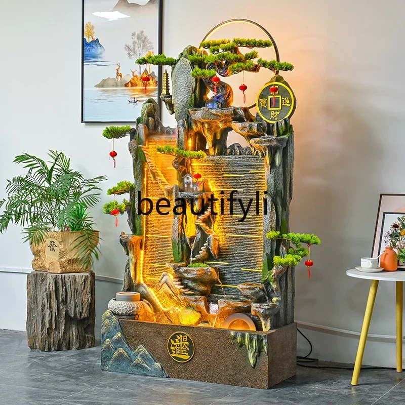 

B6 Lucky treasure water curtain wall fountain landscape alpine flowing water ornament circulating water living room courty