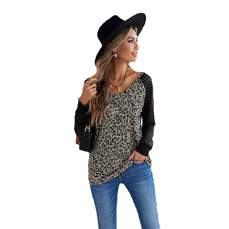 

Autumn New V-Neck Long Sleeve Top Women's Slim Fit Printed Bottom Shirt Straight 2518112