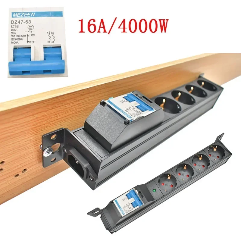 Aluminium alloy PDU power strip Shadow storage socket C14 port Power Distribution Unit Air Switch EU Outlet Socket