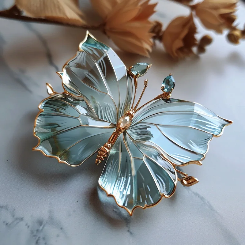 Vintage-inspired Crystal Butterfly Brooch - Original Design, Convertible Brooch/pendant