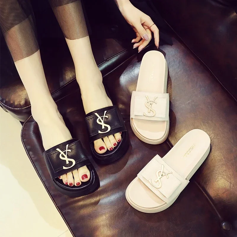 Summer New Platform Women Slippers Design Slides Fashion Letters Open Toes Ladies Shoes Casual Slipper Indoor Non-slip Slippers