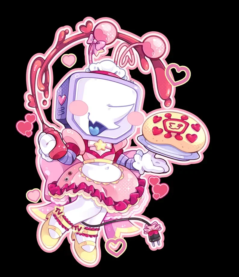 Dress‑up TV‑Host Acrylic Keychain Fanmerch, Screen‑Head Character Itabag Backpack Charm [Unofficial Fan‑Art]