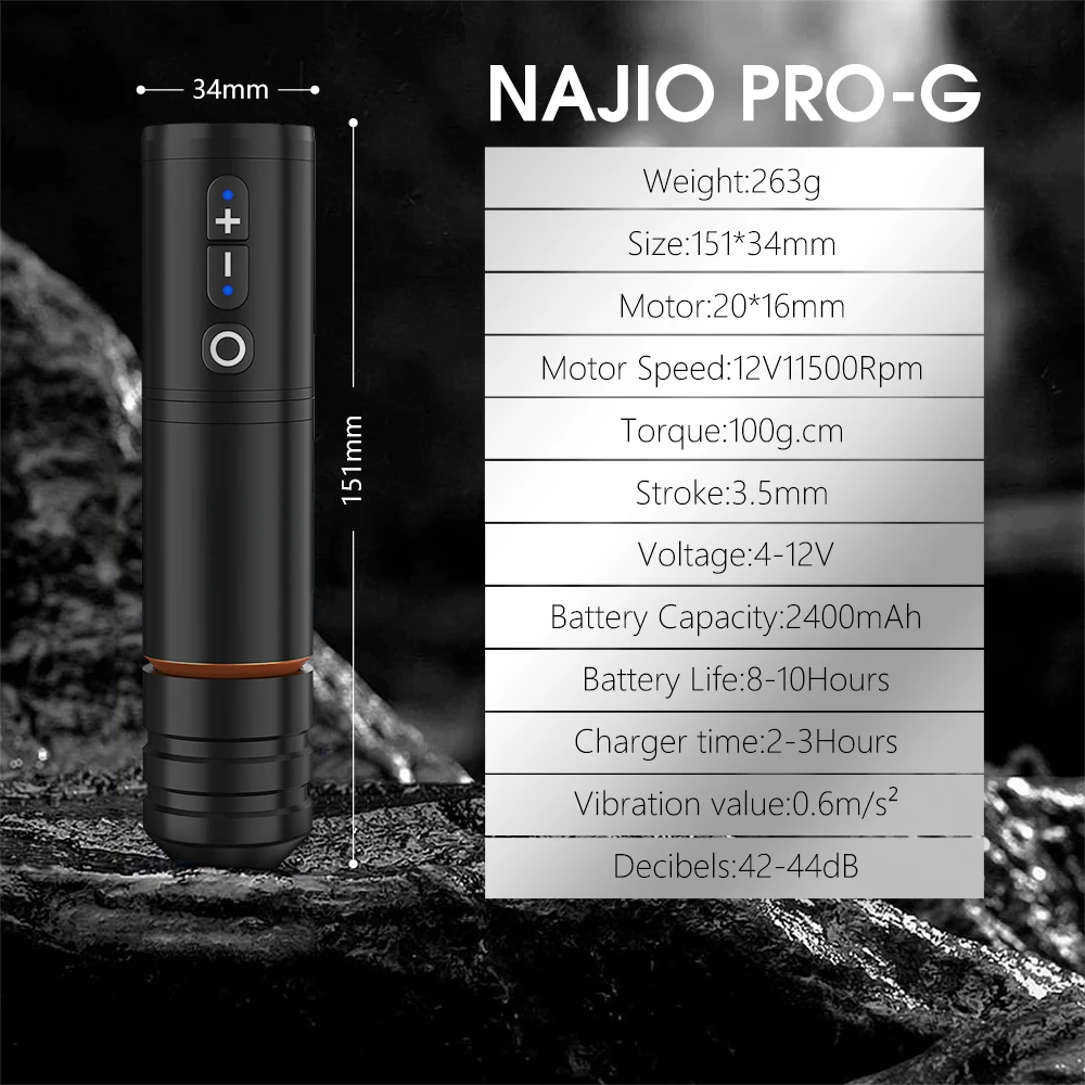 Najio Pro-G(3.5mm) Tattoo Machine Professional Wireless 2400mAh Pen Gun For Artist Beauty Health and Body tatto