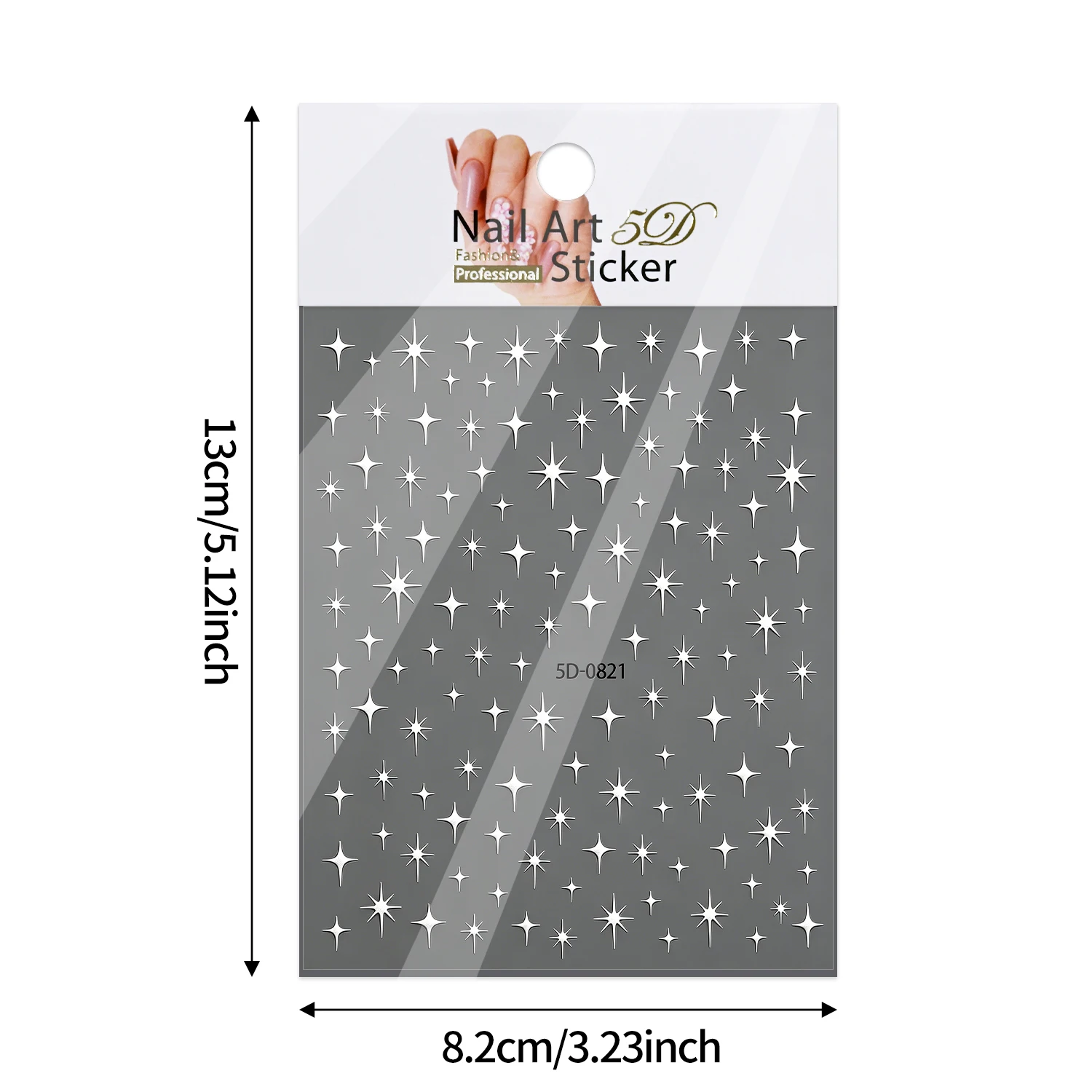 1Pcs Sparkle Silver Starlight Nail Sticker 5D Metallic Mirror Silvery Cross Star Nail Decals Y2k Starburst Manicure Slider Decor 6