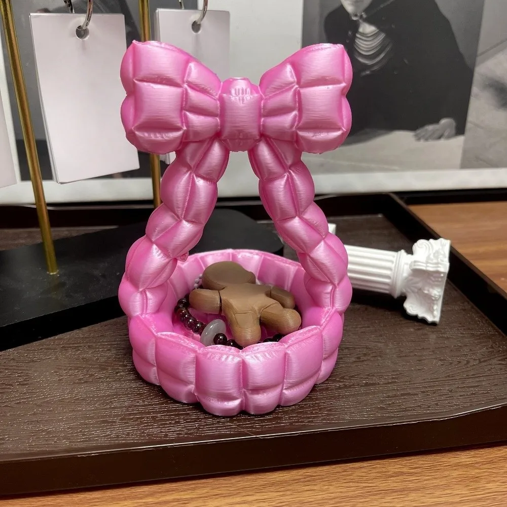 Elegant Bow 3D Printed Jewelry Tray Decorative Sweet Sofa-shaped Ring Holder Creative Baroque Style Shell Shape Jewelry Tray