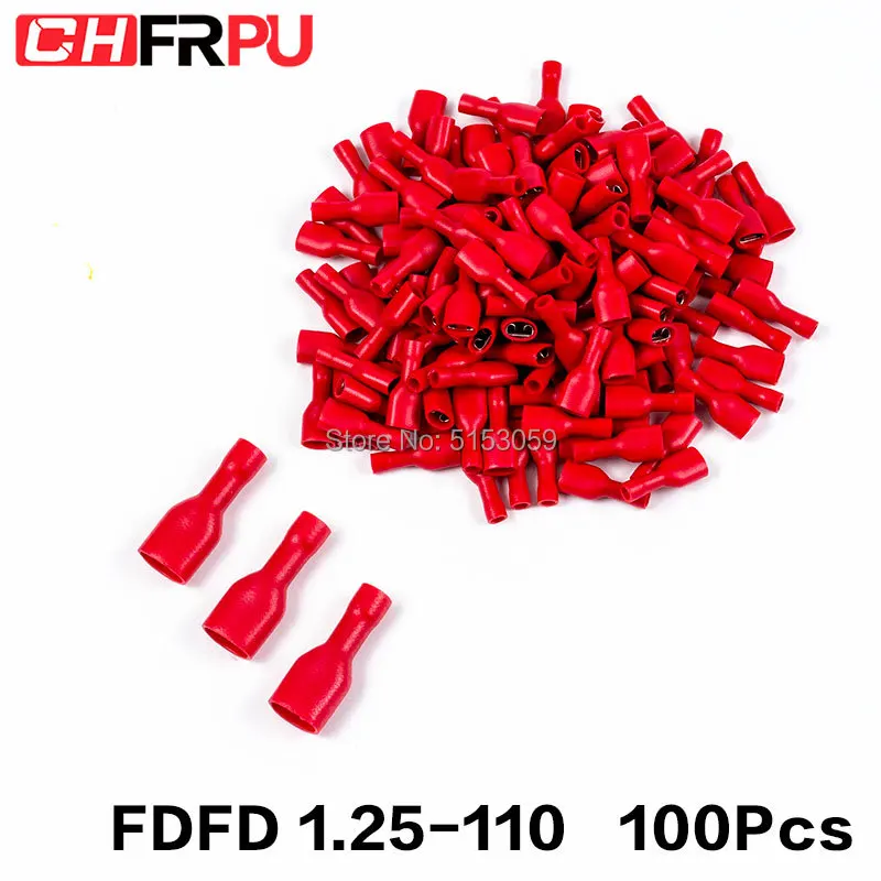 100PCS 2.8mm 22-16AWG FDFD/FDD/MDD1.25-110 Female Male Insulated Electrical Crimp Terminal for 0.5-1.5mm2 Cable Wire Connector