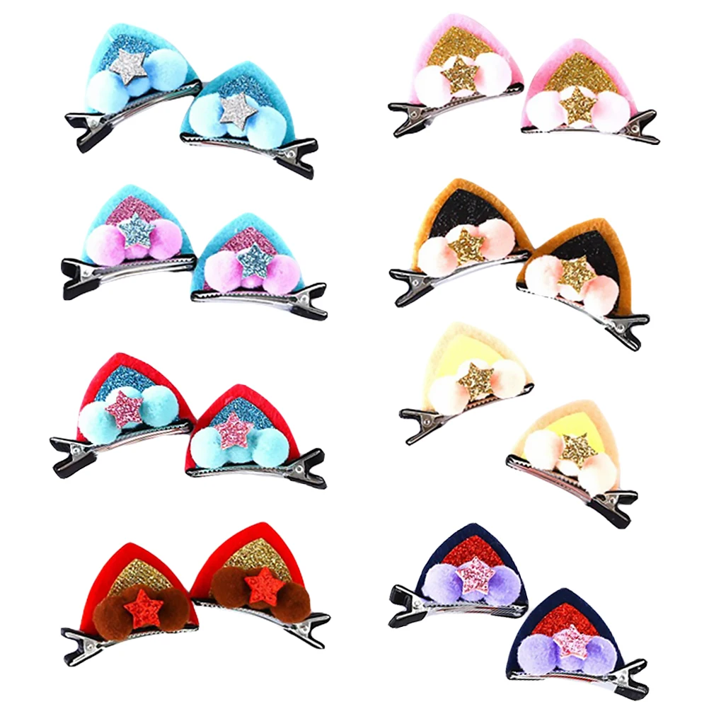 

16pcs Ear Cat Ear Hairpin Hairpin Kids Glitter Baby Barrettes Girl Accessories Mood Color Change Infants Children Adults