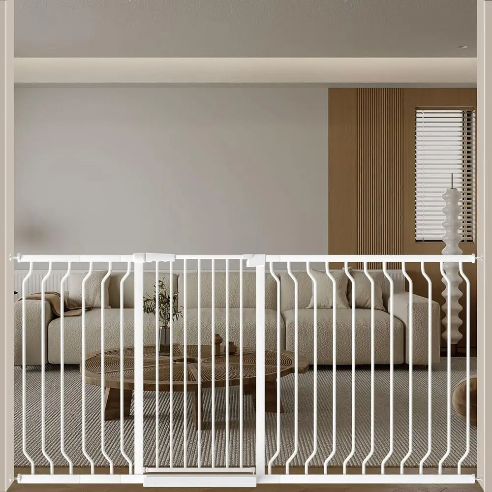 

Белые распорные ворота-ограждение для детей и домашних животных, 40.55 дюймов (103 см) высотой, 57.48-73.62 дюйма (146-187 см) в ширину, с возможностью установки на стены, для безопасного прохода