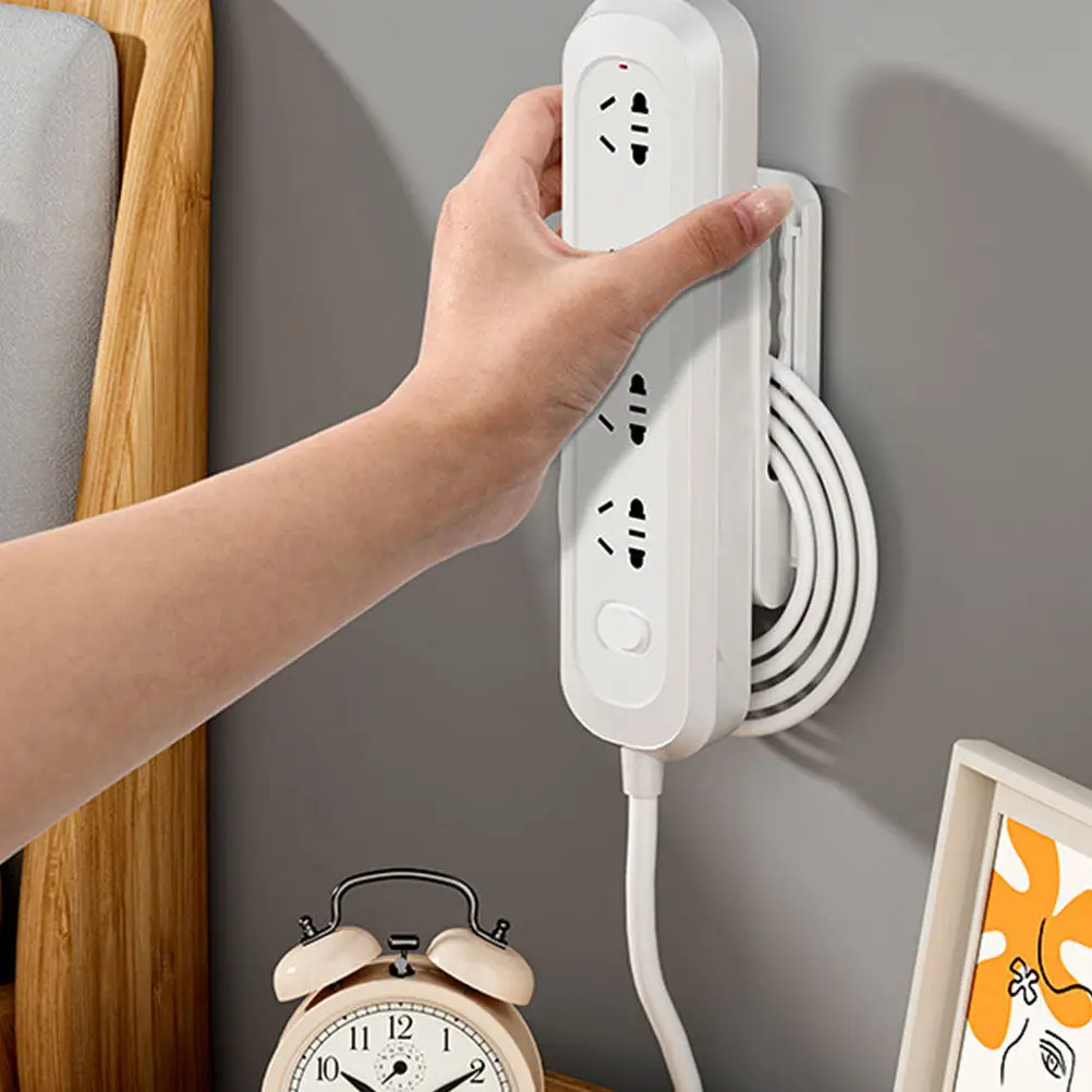 Power Strip Holder Wall Mount Self Adhesive Socket Wall Fixer Hanging Power Strip Rack for Home Office Kitchen Router Socket