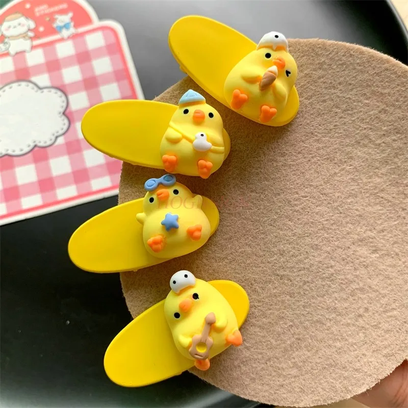 Cute and Sweet Little Yellow Chicken Hairpin Frosted Oval Edge Clip Girl Hairpin Bang Hairpin