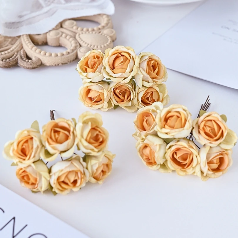 1/2 قطعة الزهور الاصطناعية الحرير الشاي الورود باقات الزفاف اكاليل زينة عيد الميلاد المنزل صور إطار العروس بروش الحلي