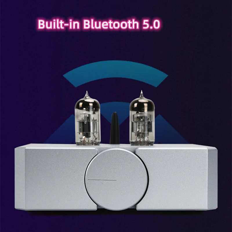 AMP25 DC12 80W*2 6N11 Vacuum Tube Preamplifier Mini Bluetooth 5.0 Earphone AMP Home Desktop Sound Audio Amplifier