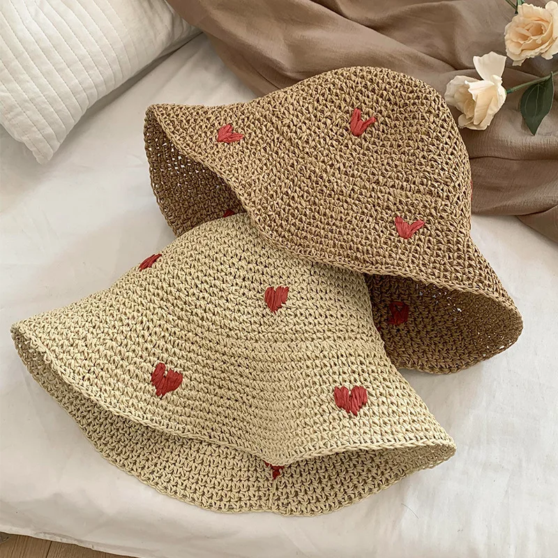 New Summer Straw Hat Women Breathable Sun Shading Straw Hat Seaside Vacation Foldable Sun Protection Fisherman Hat