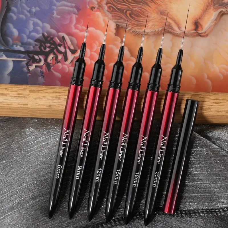 6/9/12/15/18/25mm Nail Art Liner Brushes Gel Nail Brush Gel Nail Polish Painting Brush Drawing Nail Art Design Brush Pen