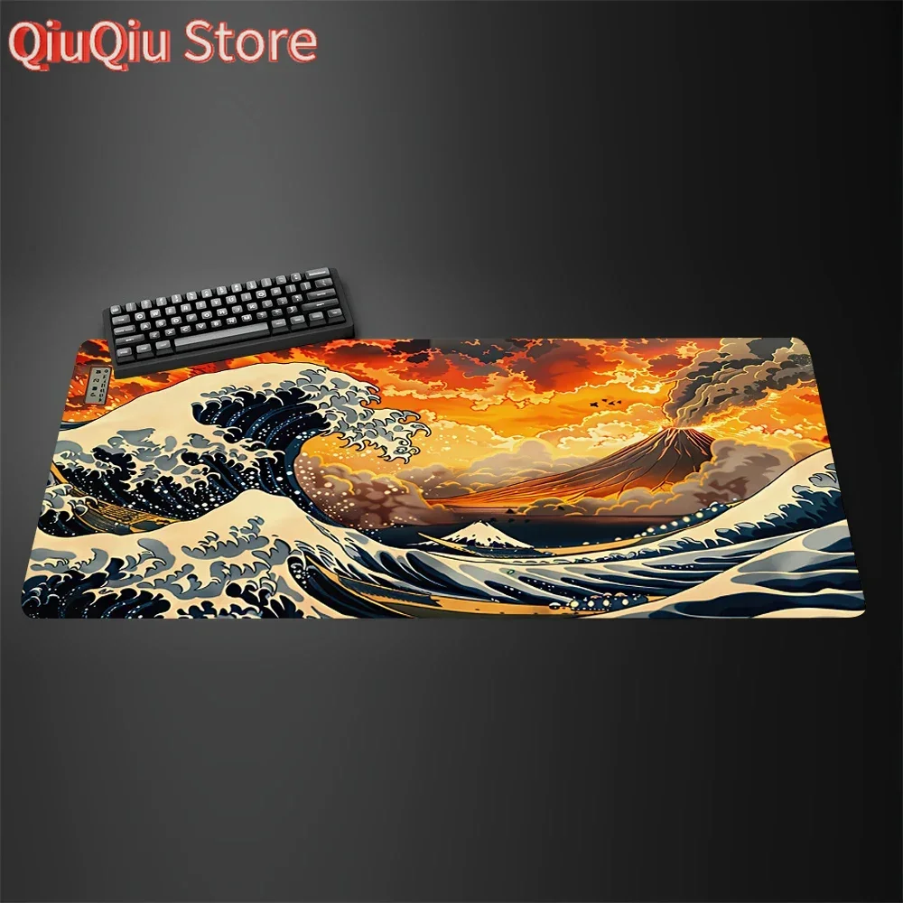 Kunst-Mauspad, The Great Wave of Kanagawa, großes Gaming-Mauspad, Büro, Computer, Laptop, Schreibtischunterlage, Gamer-Tastatur, Mauspads