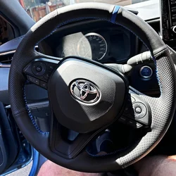 Customization Car Steering Wheel Cover Accessories Hand Sewing Genuine Leather For Toyota Corlla Camry Yaris Auris C-HR RAV4
