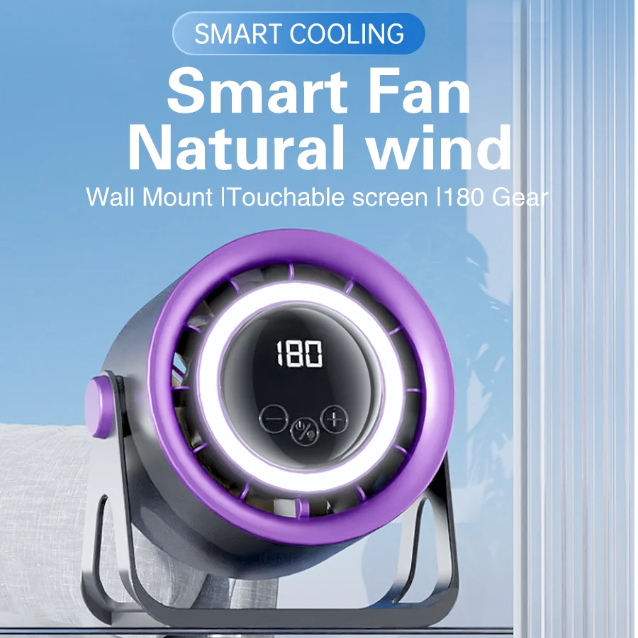 New 1800mAH desktop bladeless electric fan, USB rechargeable with ambient light, silent turbo fan, 100 speed air cooler image 6