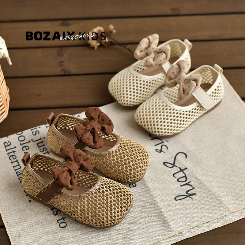 

Summer Children Sandals Toddler Bow Flat Shoes Girl Baby Soft-soled Bean Shoes Little Kid Hollow Casual Shoes Baby Beach Sandals