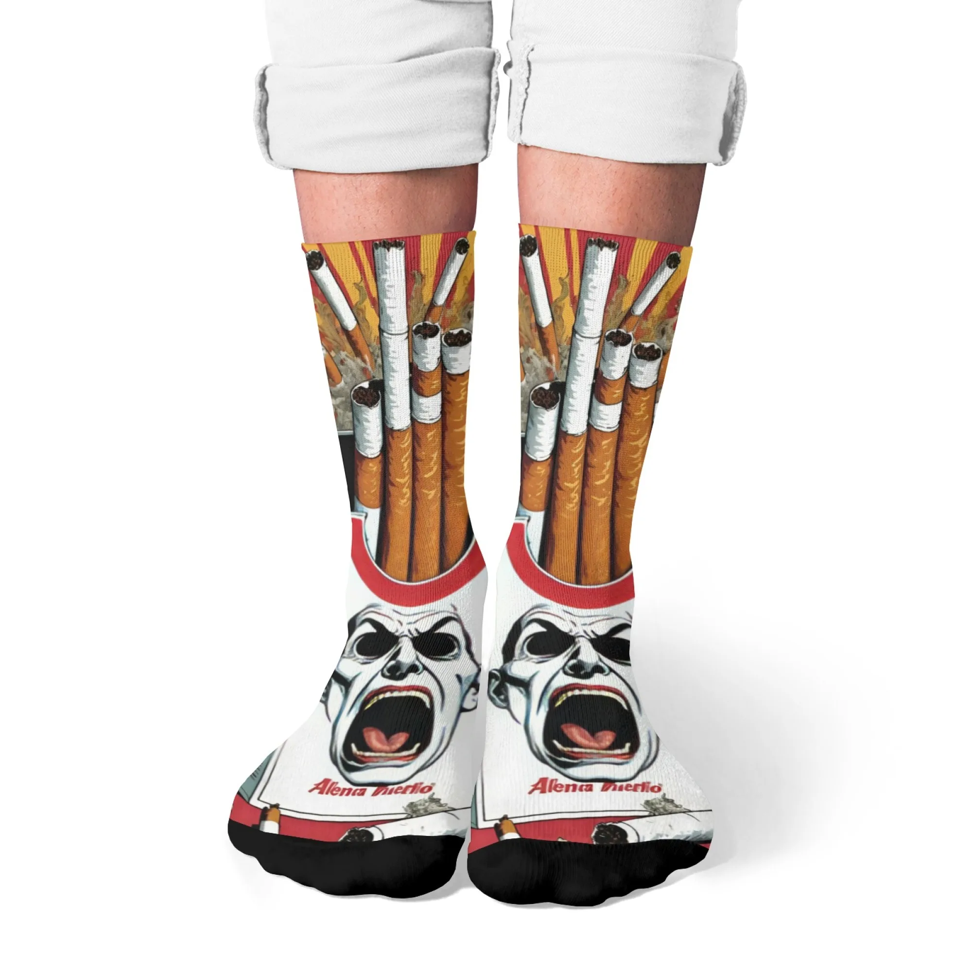 Calzini da uomo pazzi e divertenti per sigarette Calzini hip-hop da strada alla moda retrò Calzini casual comodi e traspiranti Novità regalo per feste