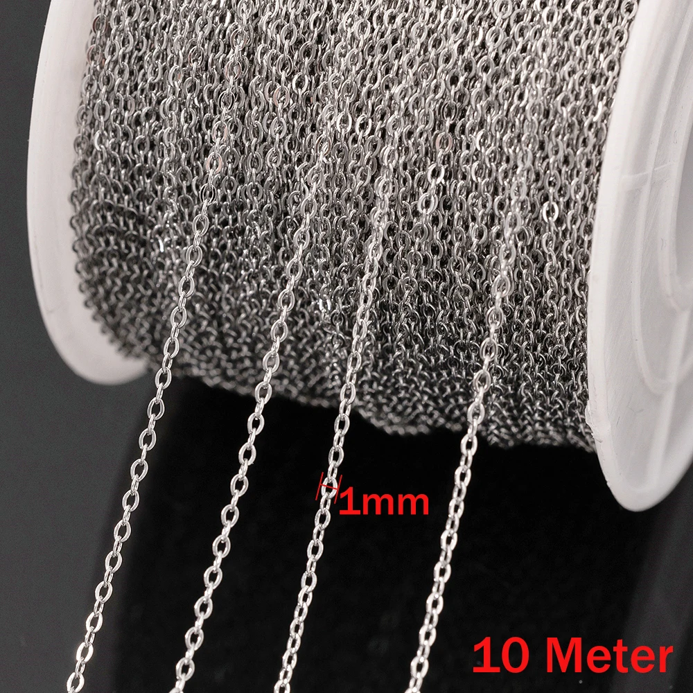 10Meter Gold Color Stainless Steel Link Chain Bulk For DIY Necklace Bracelet Jewelry Making Materials Handmade Wholesale No Fade