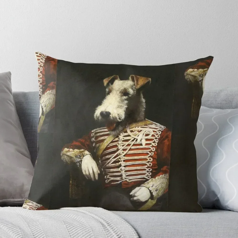 Victorian Fox Terrier In Uniform Throw Pillow Cushions Anime pillow