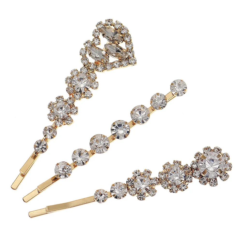 

3Pcs Water Clip Rhinestones Crystal Barrettes Hair Accessories for Women Elegant Styling Tools Rhinestones Hairpin