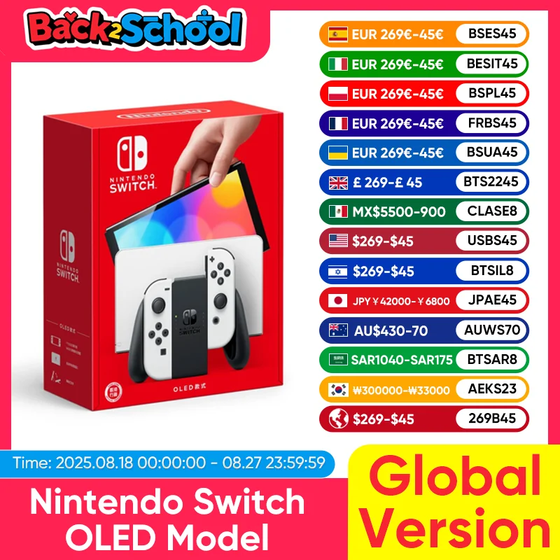 Original Nintendo Switch OLED-Modell 7-Zoll-Bildschirm Joy-Con-Griff Verbessertes Audio Einstellbare Konsole Stabiler TV-Modus Videospiel