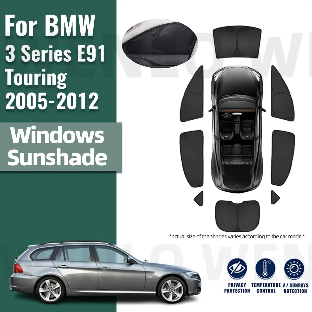 

For BMW 3 series Touring E91 2005-2012 Full Cover Car Sunshade Front Windshield Frame Curtain Rear Side Window Sun Shade Visor