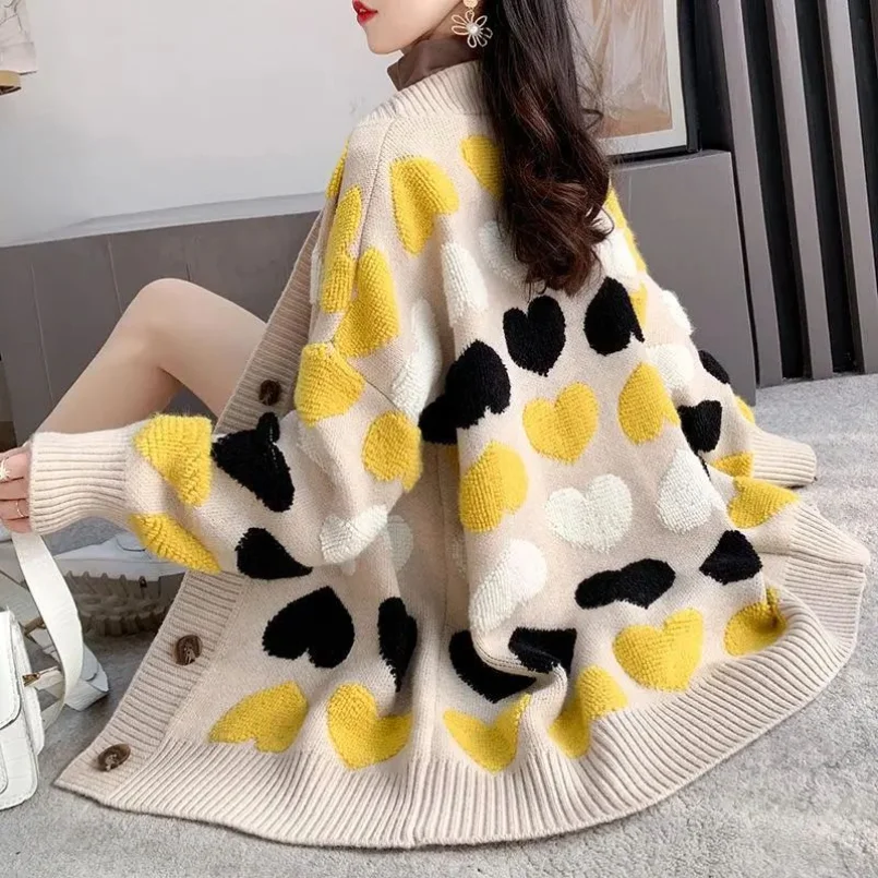 Loose and Lazy Sweater Coat Women\'s Autumn and Winter Thickened 2023 New Korean Version Versatile Long Knitted Cardigan