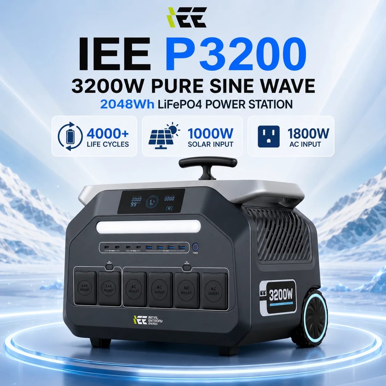 IEE P3200 Tragbare Powerstation 3200W 2048Wh LiFePO4 Solar-Generator 1000W …