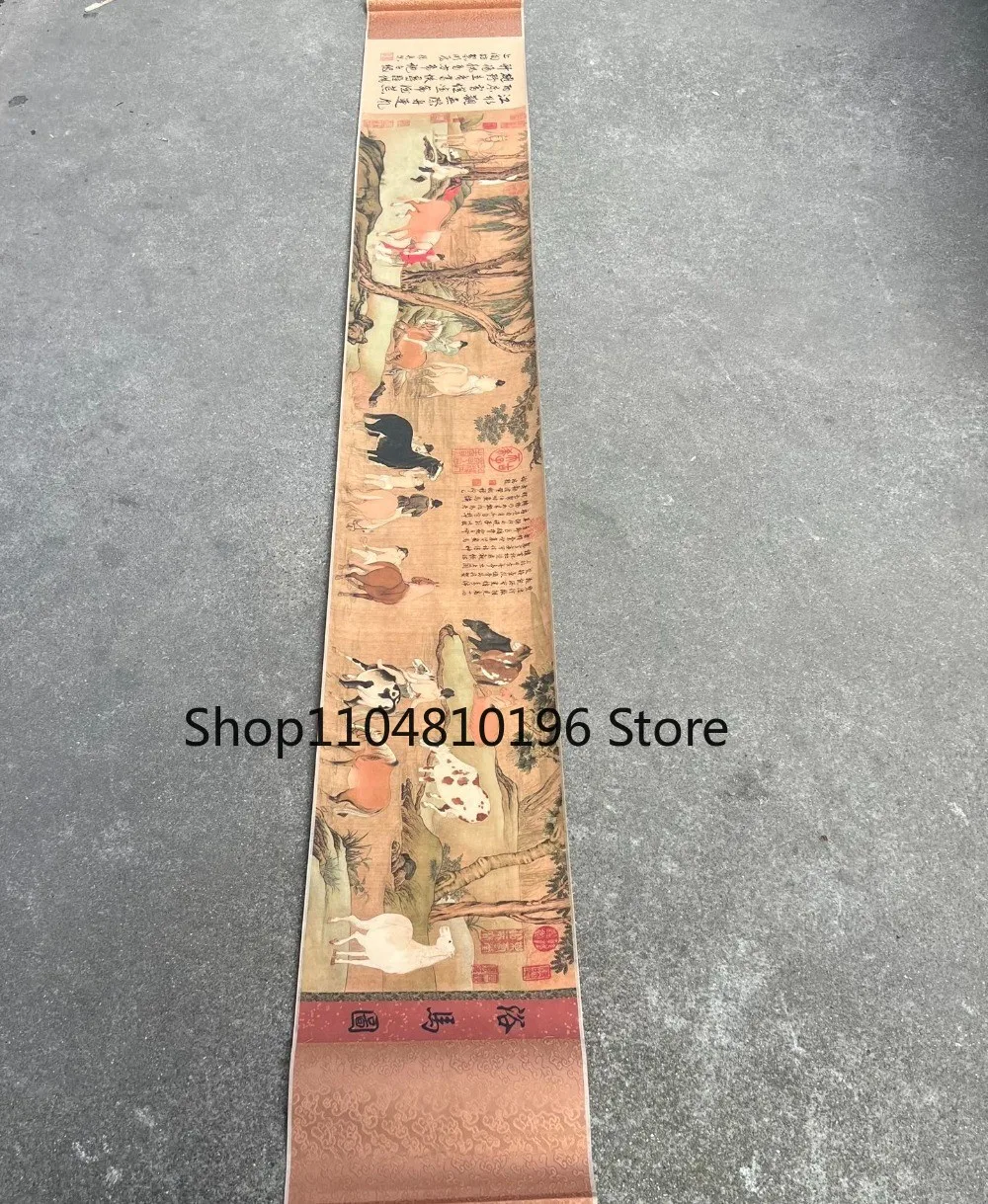 Old Chinese Zhao Mengfu - Bath Matu painting Small and long scroll