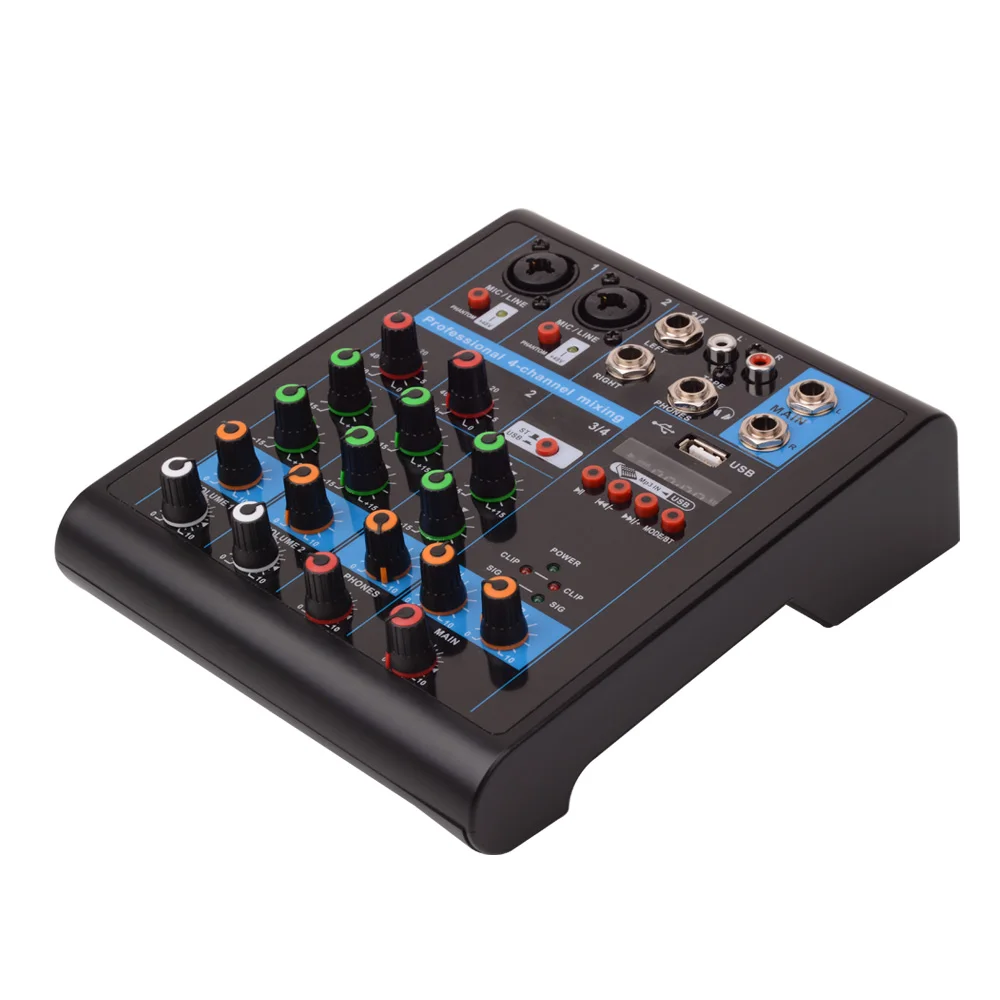 Professional digital mixing console USB Bl 4 channel audio mixer made in china