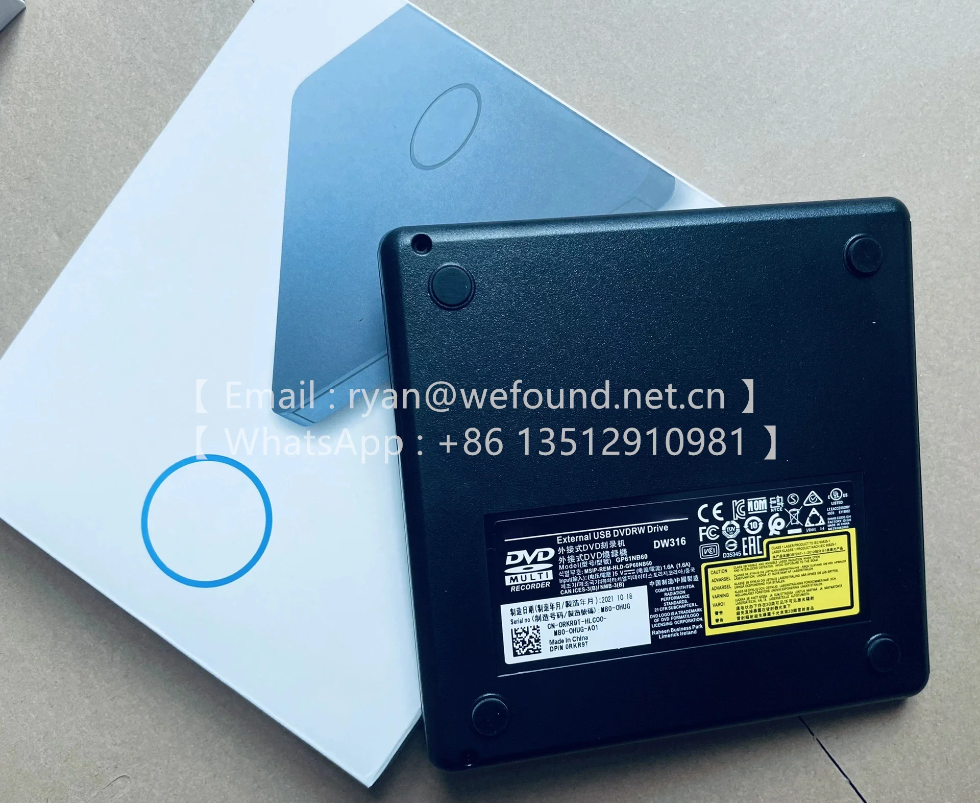 External USB Slim DVD +/- RW Optical Drive - FOR DELL DW316