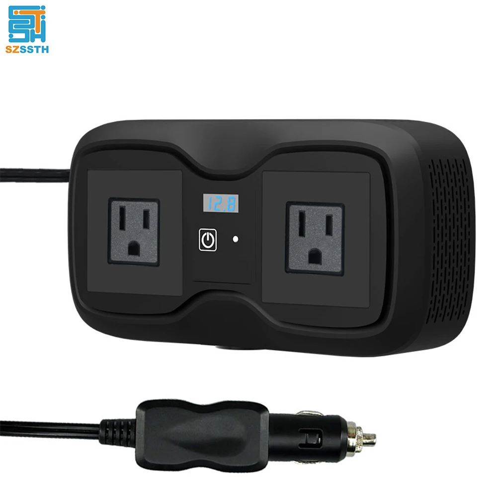 

Car 200W Inverter DC To AC 12V to 110V QC3.0 Type C AC US Socket Auto Mounted Solar Inverter Cigarette Lighter 400W Peak Power