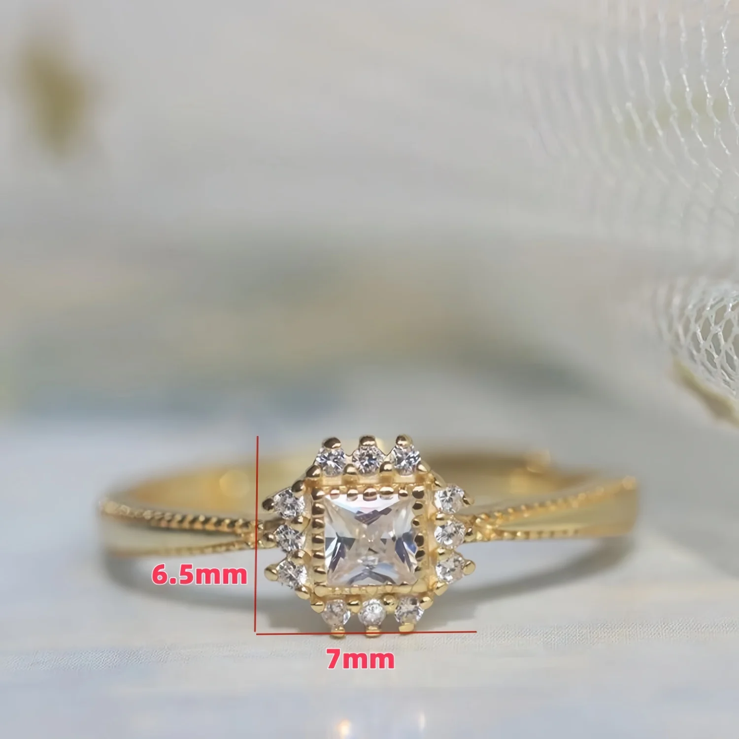 

Sparkling Square Diamond Ring Light Luxury Proposal High-end Adjustable Ring for Women Valentine's Day Wedding Jewelry Gift