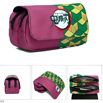 Demon Slayer Large‑capacity Flip‑top Pencil Case Portable Cosmetic Bag and Storage Pouch for Outdoor Use Merch of Kochou Shinobu