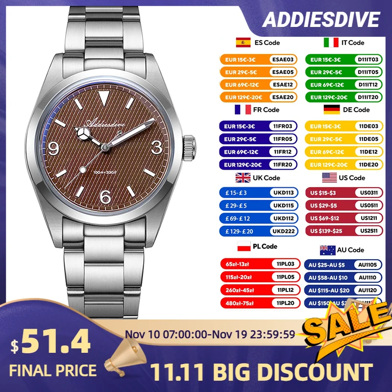 

ADDIESDIVE НОВЫЙ AD2096 Роскошные кварцевые часы с японским механизмом из нержавеющей стали C3/BGW9, светящийся, 100 м, водонепроницаемый, элегантный дизайн